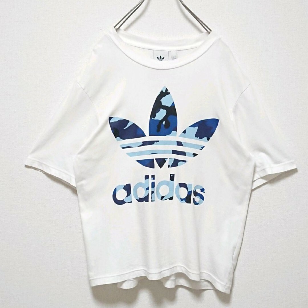 adidas(アディダス)のアディダス 迷彩 カモフラ トレフォイル デカロゴ ホワイト 半袖 Tシャツ メンズのトップス(Tシャツ/カットソー(半袖/袖なし))の商品写真