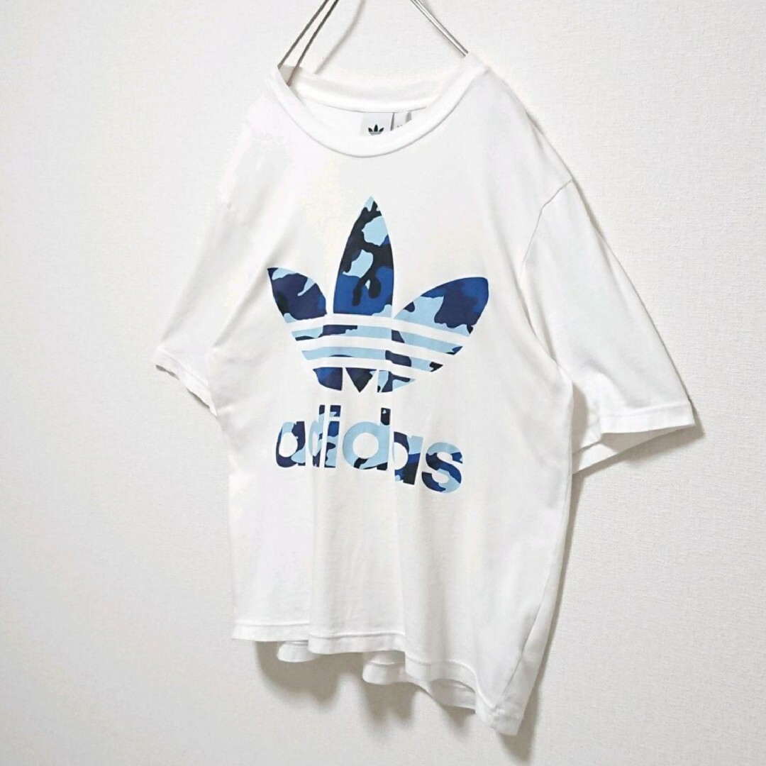 adidas(アディダス)のアディダス 迷彩 カモフラ トレフォイル デカロゴ ホワイト 半袖 Tシャツ メンズのトップス(Tシャツ/カットソー(半袖/袖なし))の商品写真