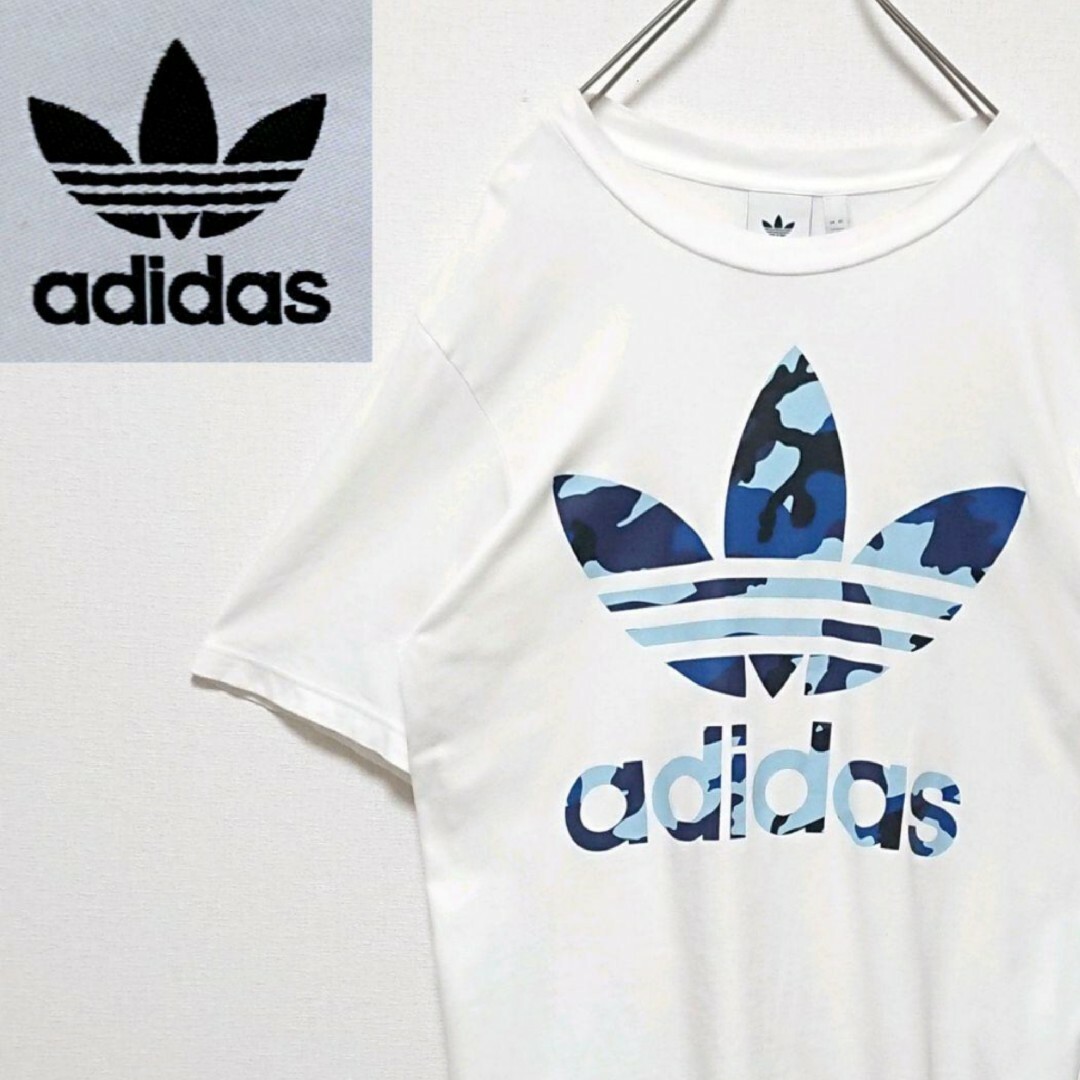 adidas(アディダス)のアディダス 迷彩 カモフラ トレフォイル デカロゴ ホワイト 半袖 Tシャツ メンズのトップス(Tシャツ/カットソー(半袖/袖なし))の商品写真