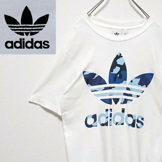 アディダス(adidas)のアディダス 迷彩 カモフラ トレフォイル デカロゴ ホワイト 半袖 Tシャツ(Tシャツ/カットソー(半袖/袖なし))