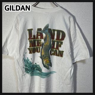 ギルタン(GILDAN)の【ギルダン】半袖Tシャツ　フィッシング　魚釣り　サーモン鮭　白Tアウトドア42(Tシャツ/カットソー(半袖/袖なし))