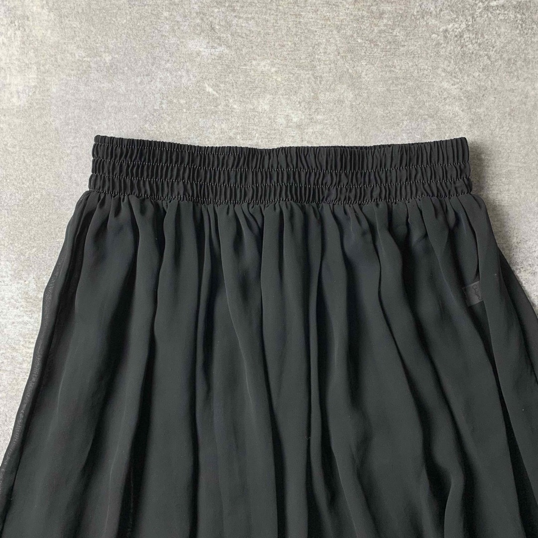 American Apparel(アメリカンアパレル)のシアー ロングスカート【F】ギャザー ウエストゴム カジュアル 黒 重ね着 レディースのスカート(ロングスカート)の商品写真