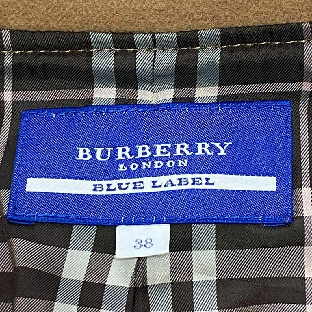 BURBERRY BLUE LABEL(バーバリーブルーレーベル)のバーバリーブルーレーベル　ウールコート　ブラウン　38（M相当）　裏地チェック柄 レディースのジャケット/アウター(その他)の商品写真