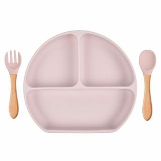 ベビー食器 離乳食 シリコン  子供 赤ちゃん 安全 出産祝い　ピンク　グレー(離乳食器セット)