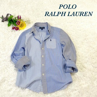 POLO RALPH LAUREN - 美品⭐️ポロ ラルフローレン ストライプ  シャツ コットン ポニー刺繍ブルーM
