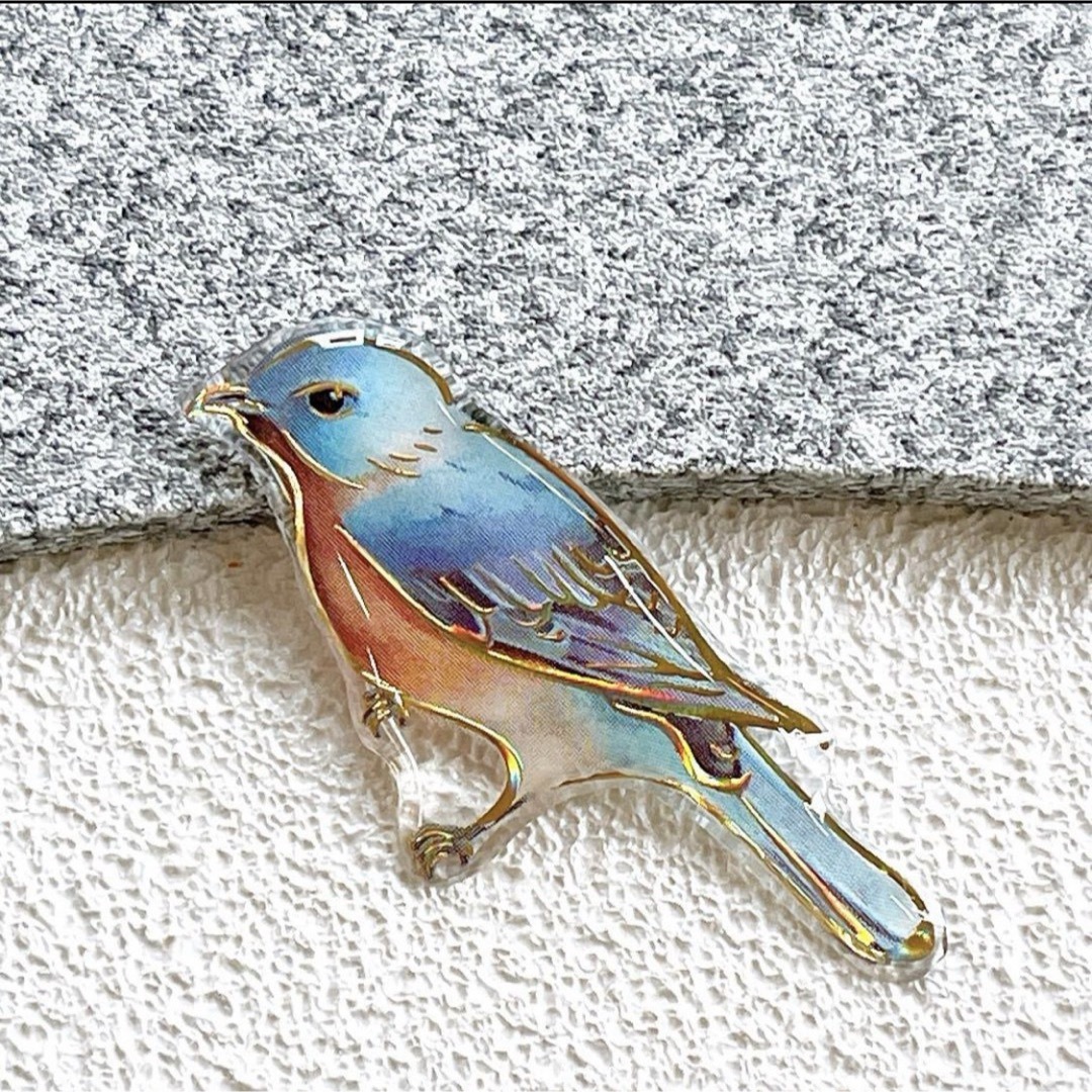 ルリツグミ　鳥　野鳥　ことり　レジン　ブローチ　ハンドメイド　チャーム その他のペット用品(鳥)の商品写真