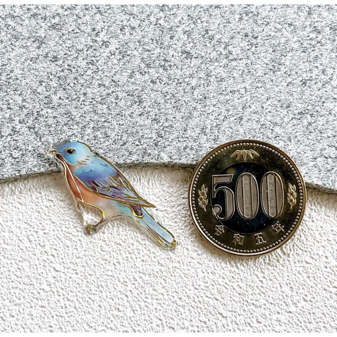 ルリツグミ　鳥　野鳥　ことり　レジン　ブローチ　ハンドメイド　チャーム その他のペット用品(鳥)の商品写真