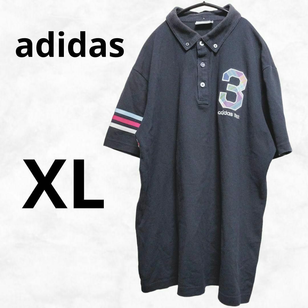 adidas(アディダス)の【アディダス】ポロシャツ（XL）ゴルフ 半袖 プルオーバー ネイビー コットン メンズのトップス(ポロシャツ)の商品写真