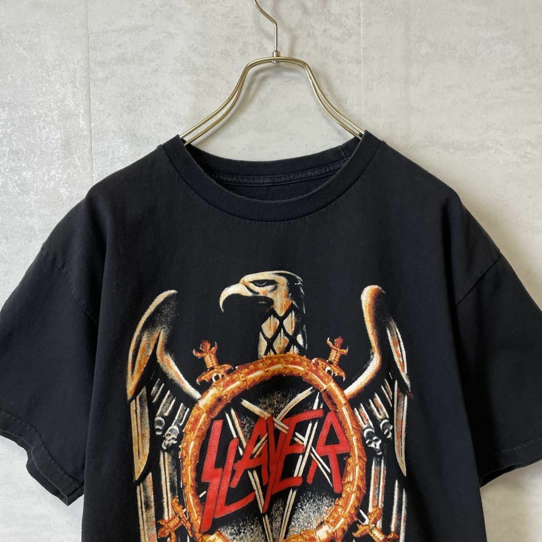 MUSIC TEE(ミュージックティー)のバンドＴシャツ　スレイヤー　オーバーサイズＬ　黒ブラック　半袖Ｔシャツ　古着 メンズのトップス(Tシャツ/カットソー(半袖/袖なし))の商品写真