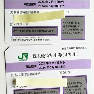 ジェイアール(JR)のjr東日本　株主優待 2枚　利用手引同封(鉄道乗車券)