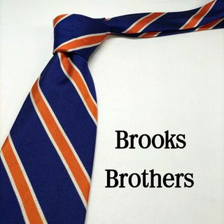 Brooks Brothers ダークブルー ストライプ シルク ネクタイ(ネクタイ)