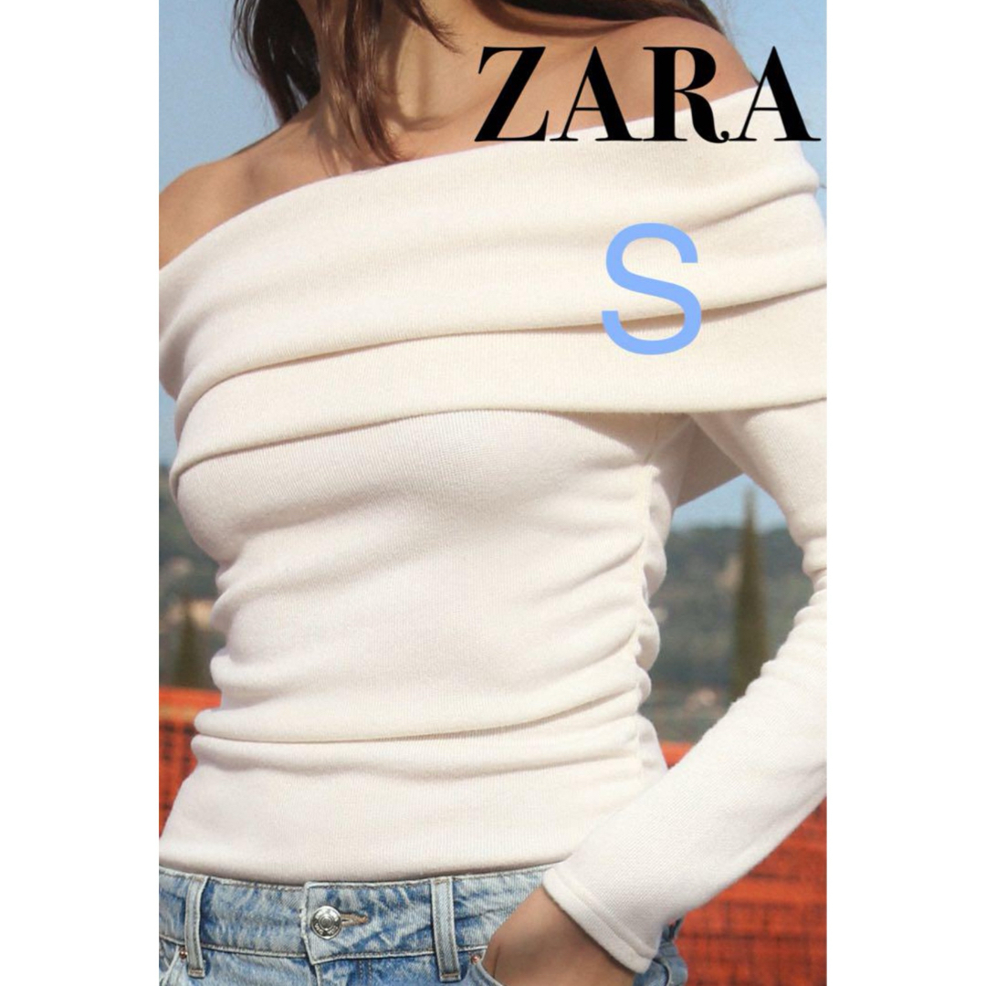 ZARA(ザラ)のZARA /オフショルダーSOFTセーター S 【新品】完売品！ラスト1点！ レディースのトップス(カットソー(長袖/七分))の商品写真