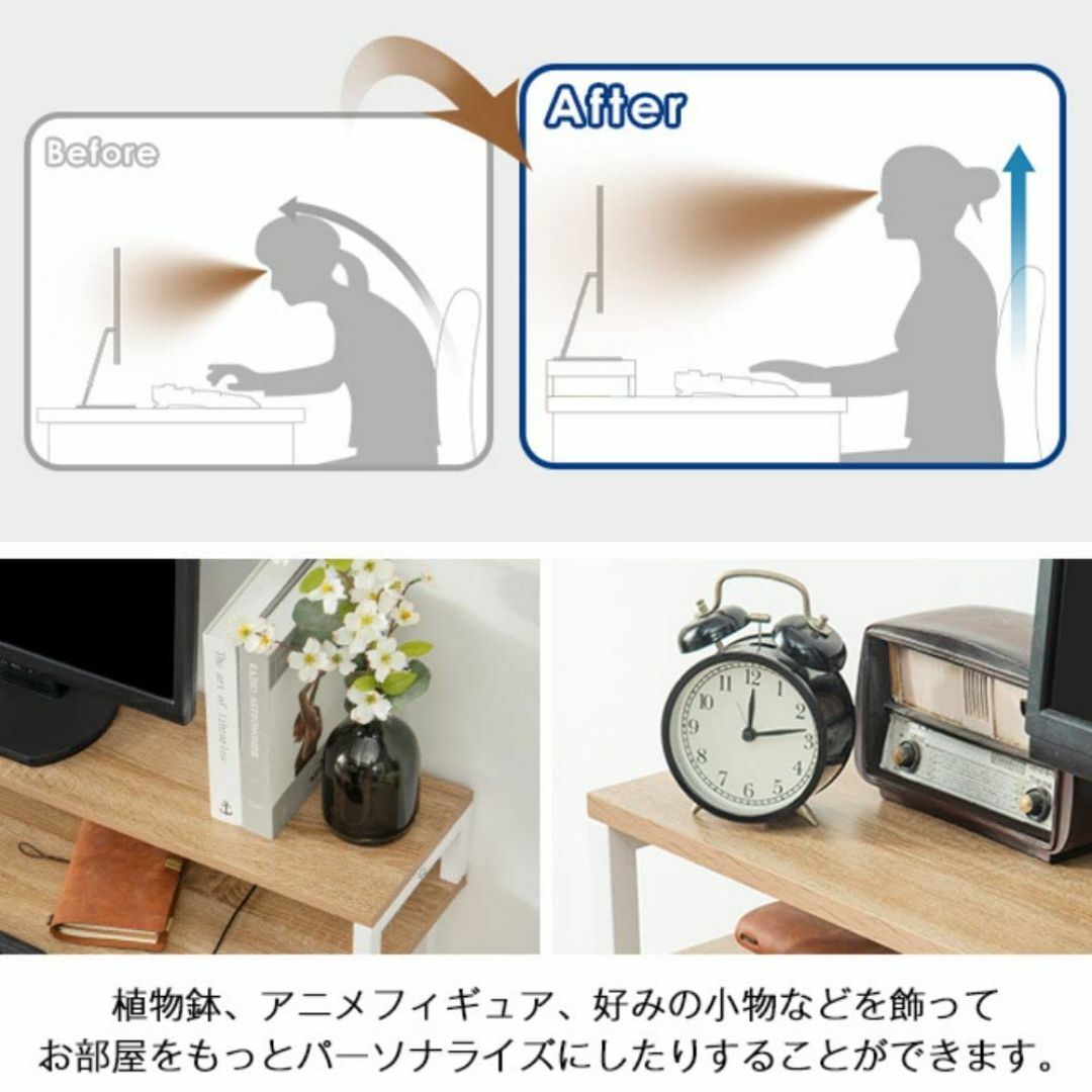 【スタイル:ダークブラウン】OSJ パソコンデスク ラック付きデスク 100cm インテリア/住まい/日用品のオフィス家具(オフィス/パソコンデスク)の商品写真