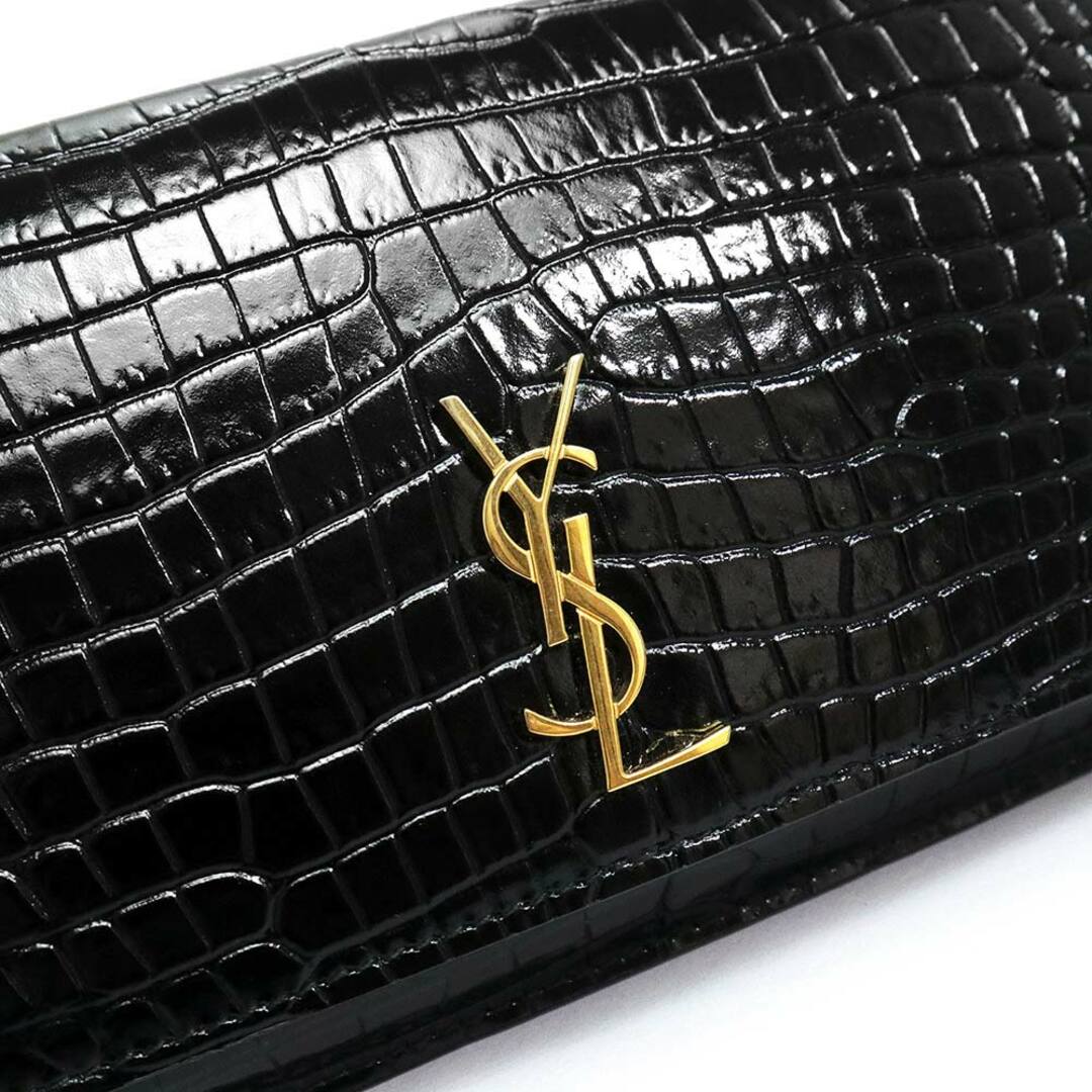 Saint Laurent(サンローラン)のサンローラン モノグラム フォンホルダー スマホ 携帯 チェーン ショルダーバッグ 斜め掛け クロコ型押しレザー ブラック 黒 ゴールド金具 635095 SAINT LAURENT（新品・未使用品） レディースのバッグ(ショルダーバッグ)の商品写真