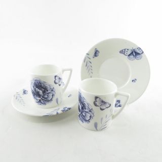 WEDGWOOD - 美品 WEDGWOOD ウェッジウッド ジャスパーコンラン ブルーバタフライ デミタスカップ＆ソーサー 2客 ペア コーヒー 青 蝶 廃盤 SU6716T 