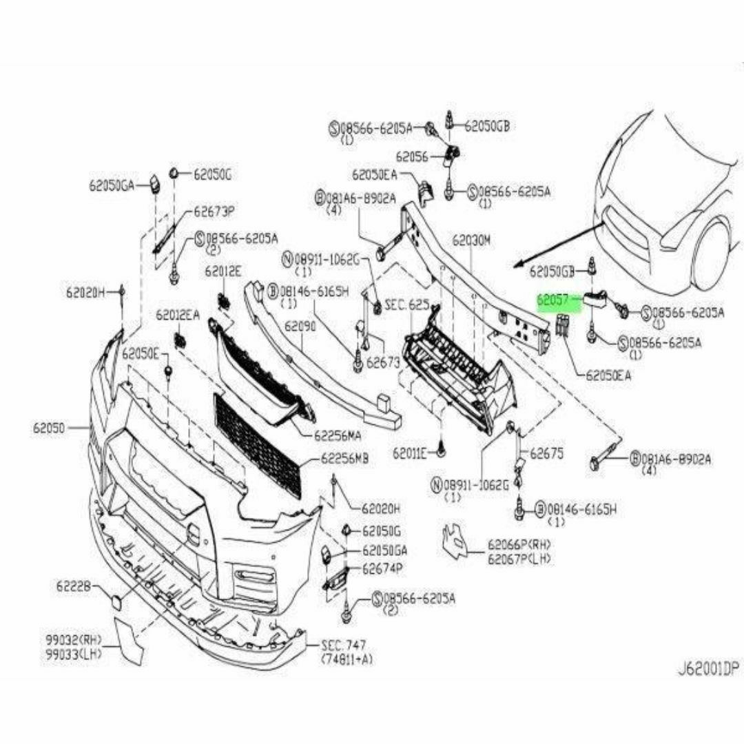 日産(ニッサン)のニッサン GT-R R35 ステフナ フロント バンパ サイド 右 自動車/バイクの自動車(車種別パーツ)の商品写真