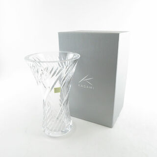 未使用 KAGAMI カガミクリスタル F304-1753 花瓶 クリスタル フラワーベース 花びん 置物 SY9211T (花瓶)