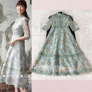 新品タグ付 ルイルエブティック フラワー刺繍ワンピース  ロング S(ロングワンピース/マキシワンピース)