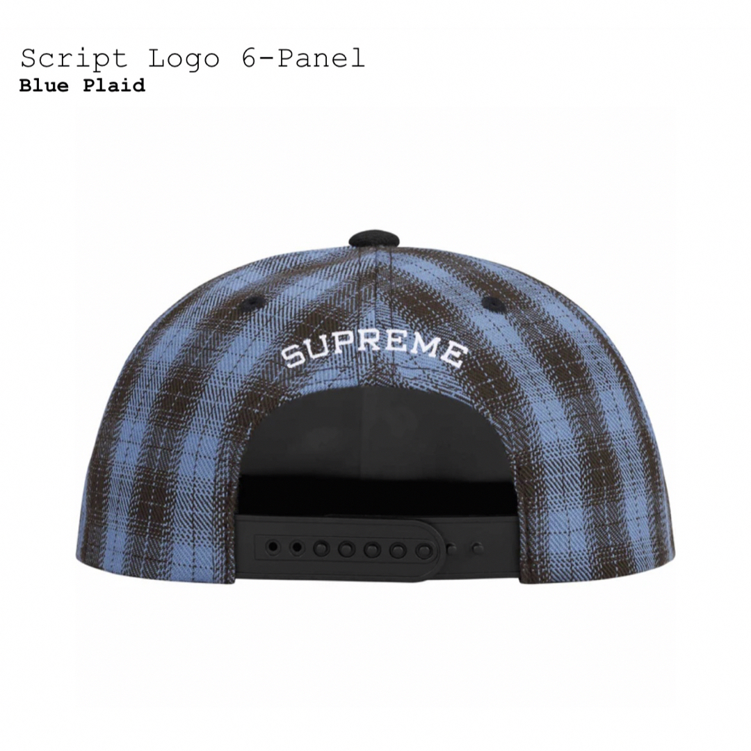 Supreme(シュプリーム)のシュプリーム　Script Logo 6-Panel　青チェック メンズの帽子(キャップ)の商品写真