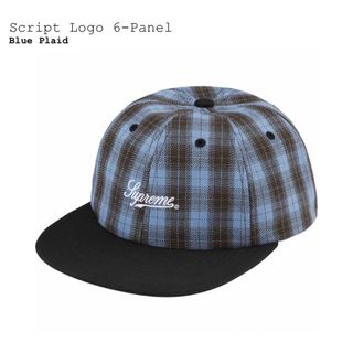 シュプリーム(Supreme)のシュプリーム　Script Logo 6-Panel　青チェック(キャップ)