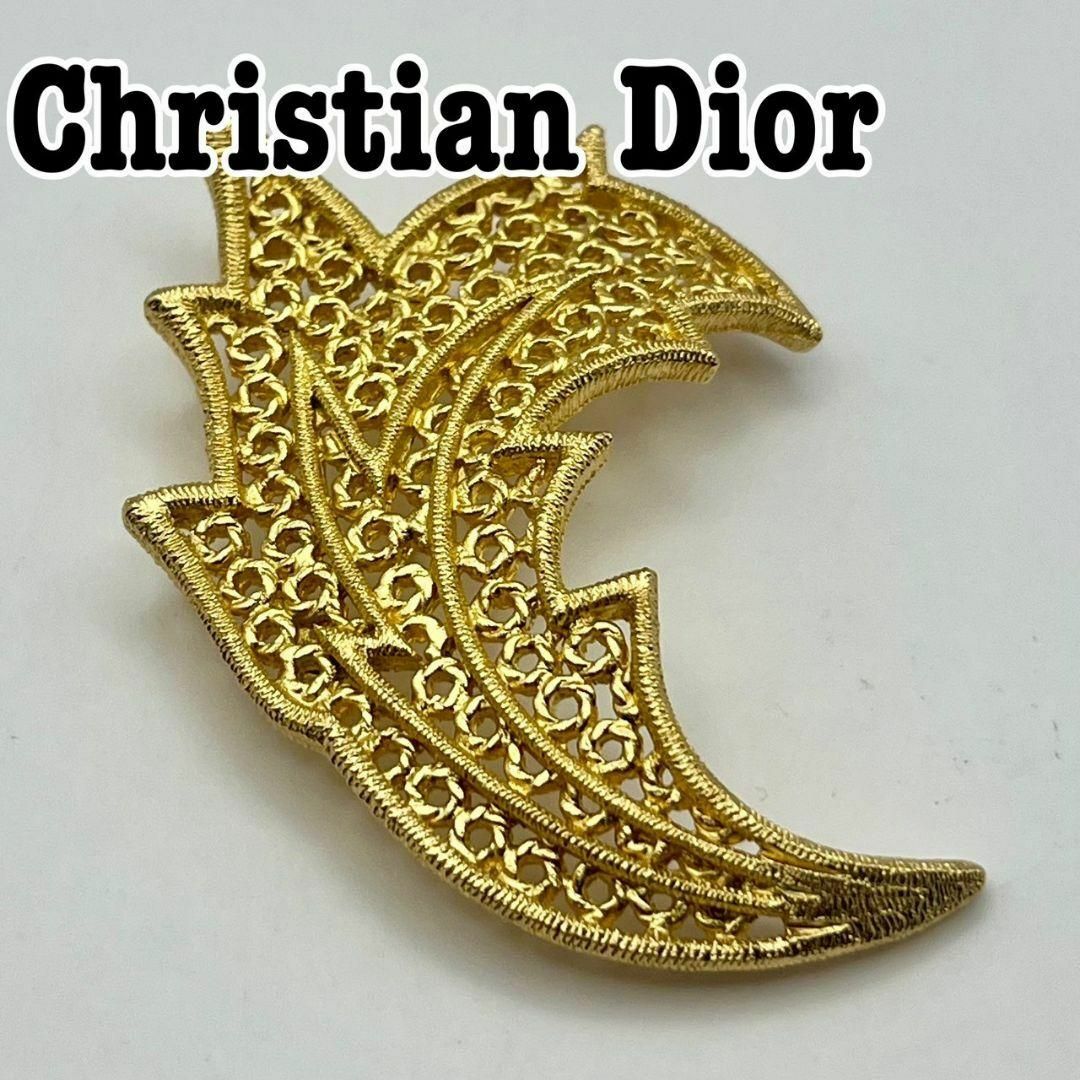 Christian Dior(クリスチャンディオール)の極美品 Christian Dior 透かし リーフ ピンブローチ コサージュ レディースのアクセサリー(ブローチ/コサージュ)の商品写真