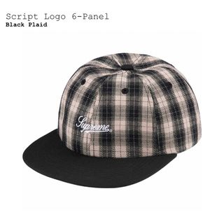 シュプリーム(Supreme)のシュプリーム　Script Logo 6-Panel　黒チェック(キャップ)