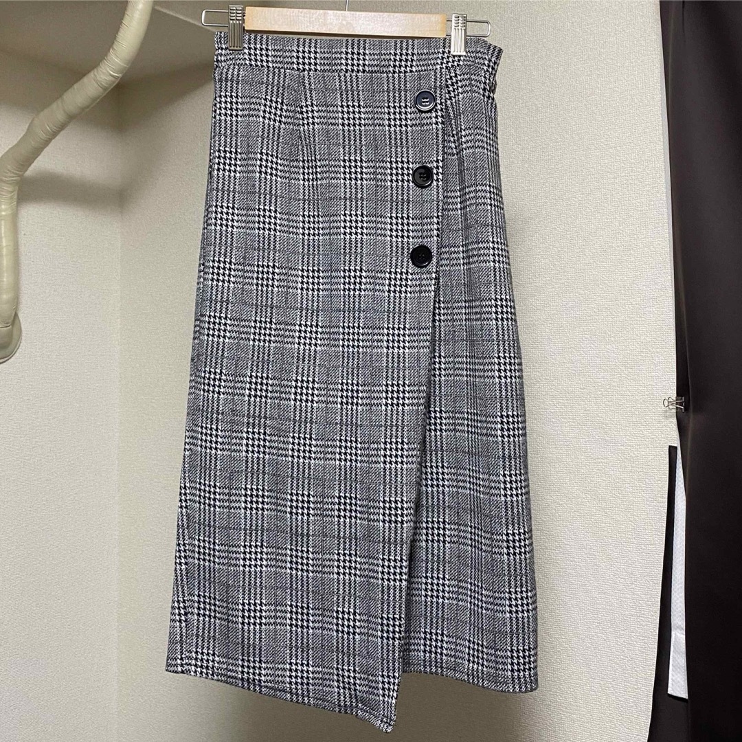 新品未使用♡モノトーンチェックのタイトスカート レディースのスカート(ひざ丈スカート)の商品写真