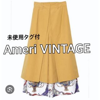 アメリヴィンテージ(Ameri VINTAGE)の未使用タグAmeriアメリヴィンテージ　スカーフレイヤードワイドパンツ★イエロー(カジュアルパンツ)