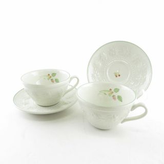 ウェッジウッド(WEDGWOOD)の美品 WEDGWOOD ウェッジウッド フェスティビティ ラズベリー ティーカップ＆ソーサー 2客 ペア SY9220L (グラス/カップ)