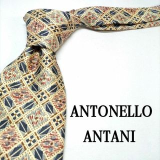 ANTONELLO ANTANI ゴールド チェック柄 シルク イタリア製(ネクタイ)