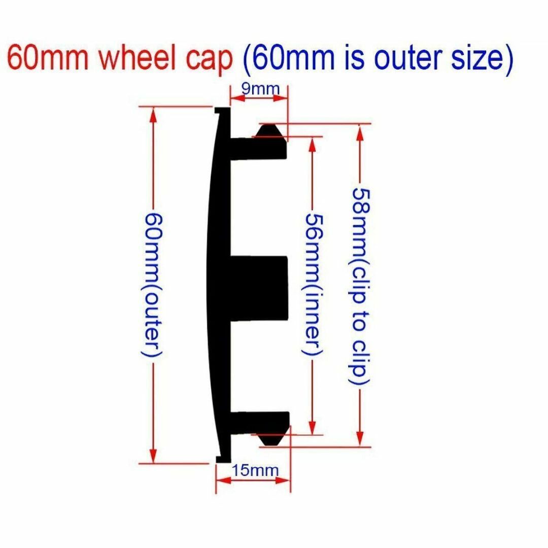 WORK ワーク ホイールセンターキャップ 黒/白ステッカー クローム台座付4コ 自動車/バイクの自動車(車外アクセサリ)の商品写真