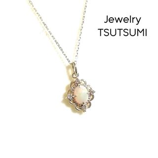 JEWELRY TSUTSUMI - (美品) TSUTSUMI K10YG オパール&4Pダイヤモンドネックレス