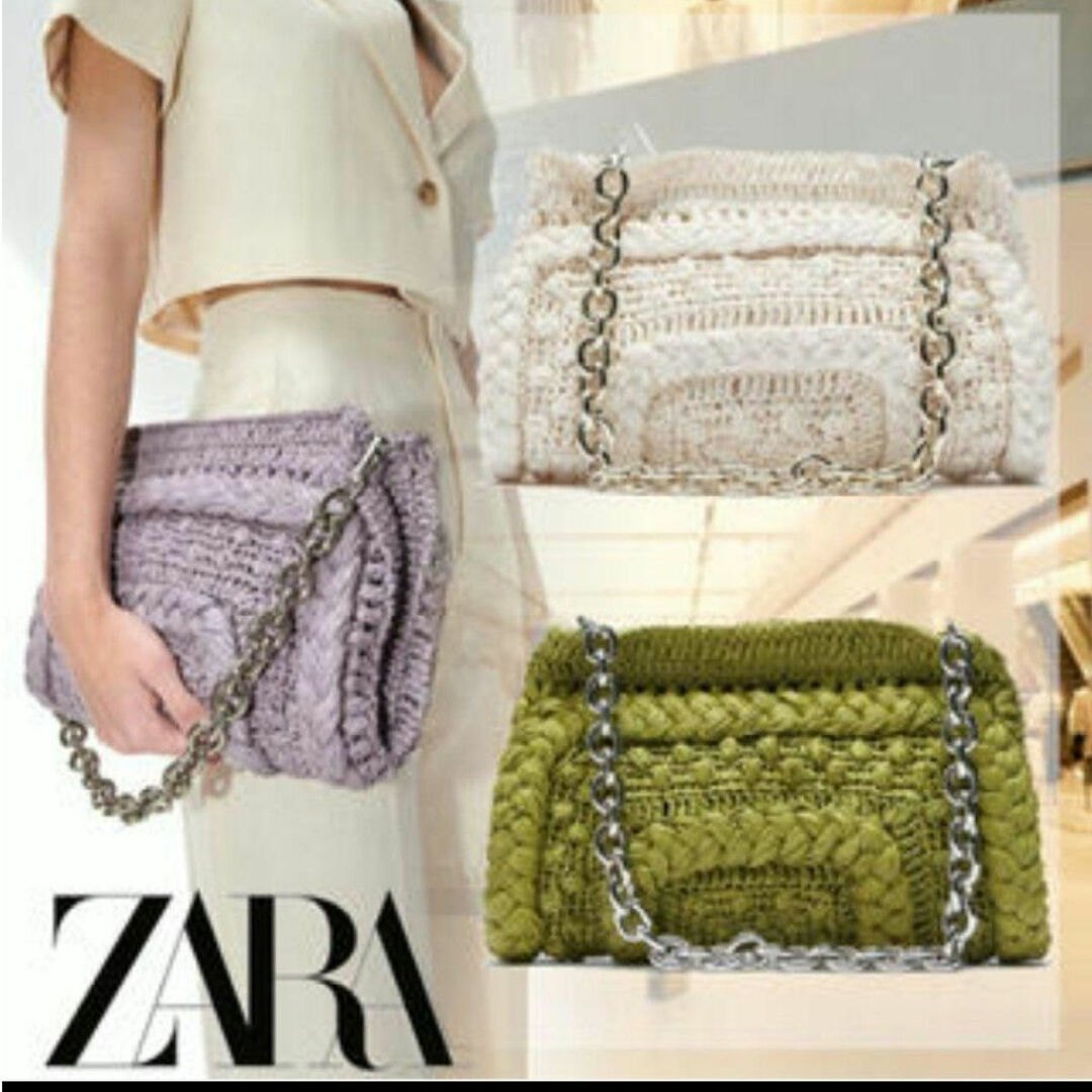 ZARA(ザラ)のZARA 編み込みショルダーバッグ ナチュラル レディースのバッグ(ショルダーバッグ)の商品写真