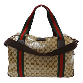 グッチ(Gucci)のグッチ GUCCI バッグ ユニセックス ブランド GGクリスタル ボストンバッグ ブラウン ベージュ 374769 大きめ 旅行 おでかけ カジュアル 肩がけ 2way 茶色 【中古】(ボストンバッグ)