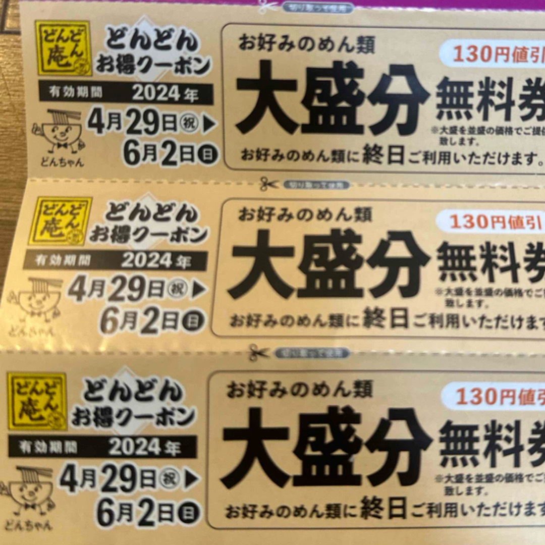 どんどん庵　お得クーポン　割引券690円分×2冊 チケットの優待券/割引券(レストラン/食事券)の商品写真