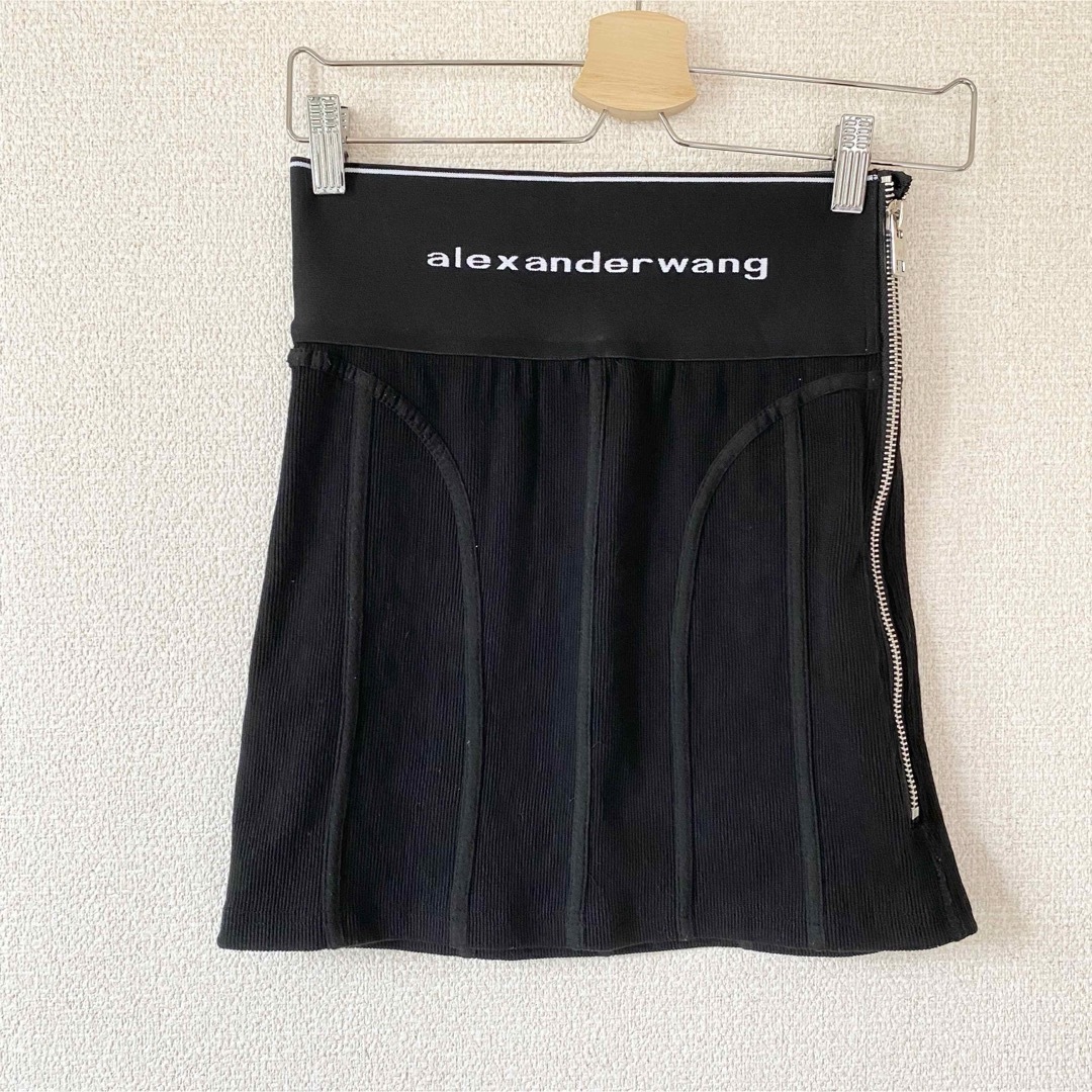 Alexander Wang(アレキサンダーワン)のALEXANDER WANG ロゴ スウェット ミニスカート S ブラック レディースのスカート(ミニスカート)の商品写真