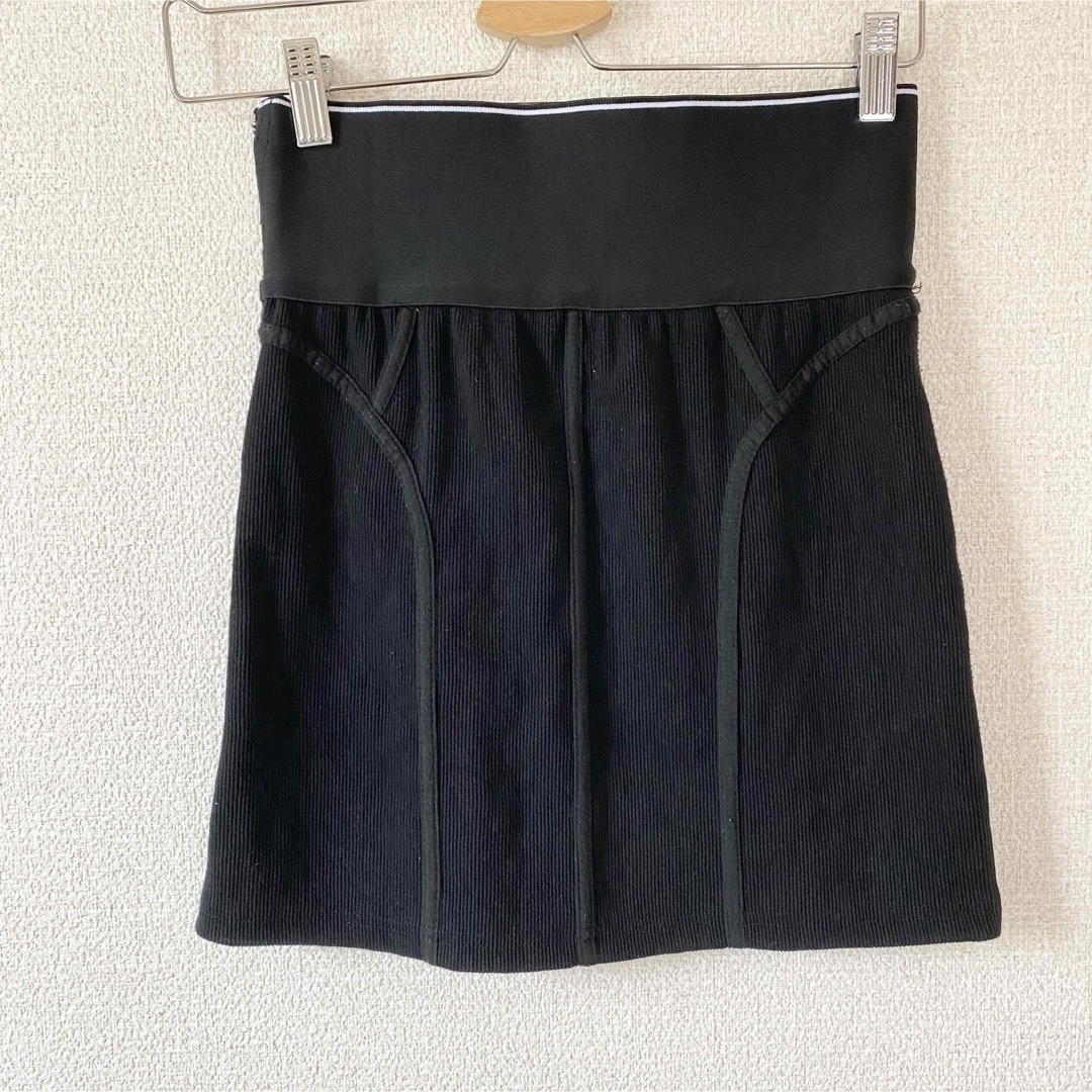 Alexander Wang(アレキサンダーワン)のALEXANDER WANG ロゴ スウェット ミニスカート S ブラック レディースのスカート(ミニスカート)の商品写真