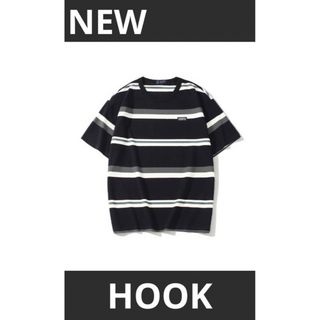 1845 新品　HOOK ベーシックボーダー　半袖Tシャツ　ブラック　XXL(Tシャツ/カットソー(半袖/袖なし))