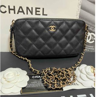 シャネル(CHANEL)の超美品★シャネル マトラッセ チェーンウォレット キャビアスキン 黒  正規品(ショルダーバッグ)