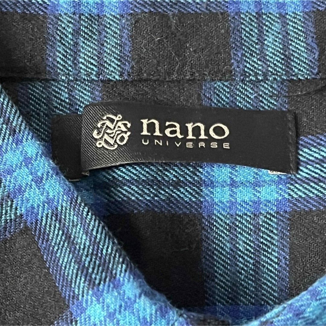 nano・universe(ナノユニバース)のナノユニバース☆チェックシャツ ブルー 長袖 M レディースのトップス(シャツ/ブラウス(長袖/七分))の商品写真