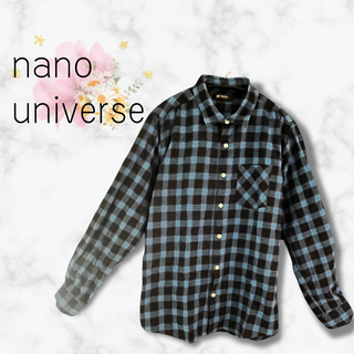 ナノユニバース(nano・universe)のナノユニバース☆チェックシャツ ブルー 長袖 M(シャツ/ブラウス(長袖/七分))