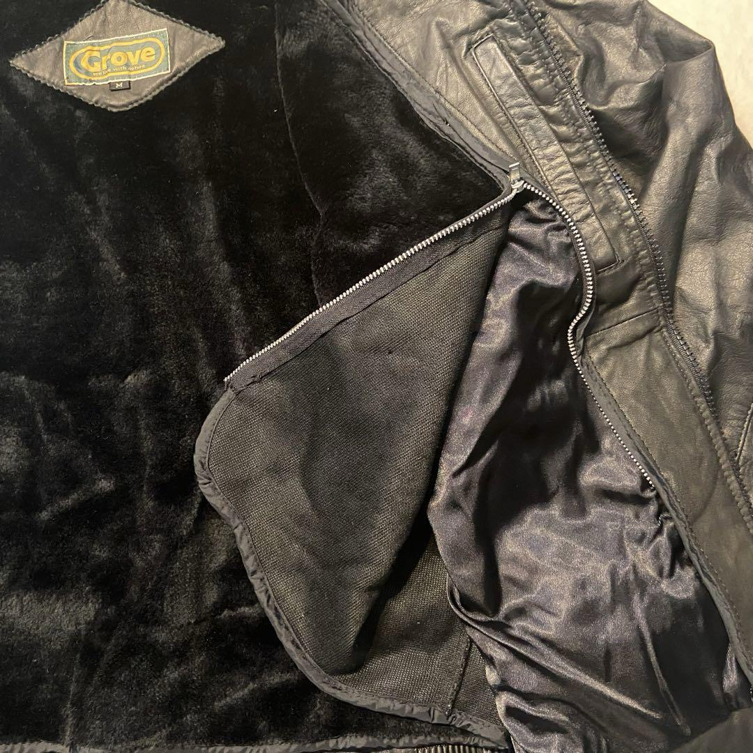 革ジャン レザージャケット 牛革 本革 黒 ヴィンテージ ビンテージ メンズのジャケット/アウター(ライダースジャケット)の商品写真