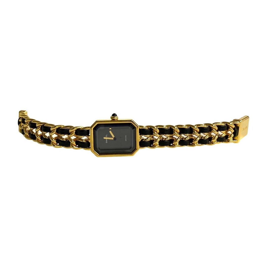 CHANEL(シャネル)の極 美品 稼働品 CHANEL シャネル プルミエール Mサイズ クォーツ レザー 本革 腕時計 アクセサリー レディース ゴールド ブラック 22615 レディースのファッション小物(腕時計)の商品写真