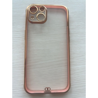 iPhone14ケース　透明　ピンク　ゴールド(iPhoneケース)