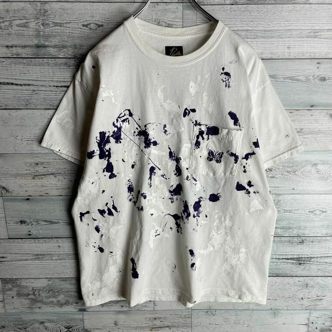 古着屋ちゃい【タグ付き】ニードルス☆パピヨン 刺繍ロゴ ポケット シャツ グレー XL
