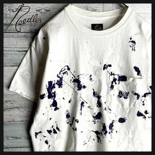 ニードルス(Needles)の【希少XLサイズ】ニードルス☆パピヨン刺繍ロゴ入りペイントポケット半袖Tシャツ(Tシャツ/カットソー(半袖/袖なし))