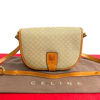 セリーヌ(celine)の極 美品 CELINE セリーヌ ヴィンテージ マカダム ブラゾン トリオンフ 柄 レザー ショルダーバッグ ポシェット ブラウン 茶 34073(ショルダーバッグ)