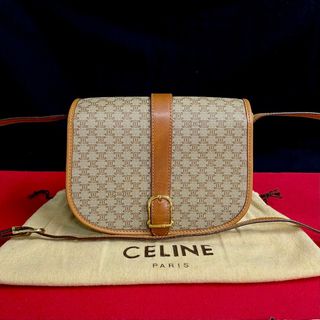 セリーヌ(celine)の極 美品 袋付き CELINE セリーヌ ヴィンテージ マカダム ブラゾン トリオンフ 柄 レザー ショルダーバッグ ポシェット ブラウン 23421(ショルダーバッグ)