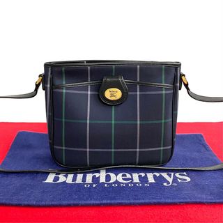 BURBERRY - ほぼ未使用 Burberrys バーバリーズ ノバチェック シャドーホース 金具 キャンバス レザー ショルダーバッグ サコッシュ ネイビー 29216