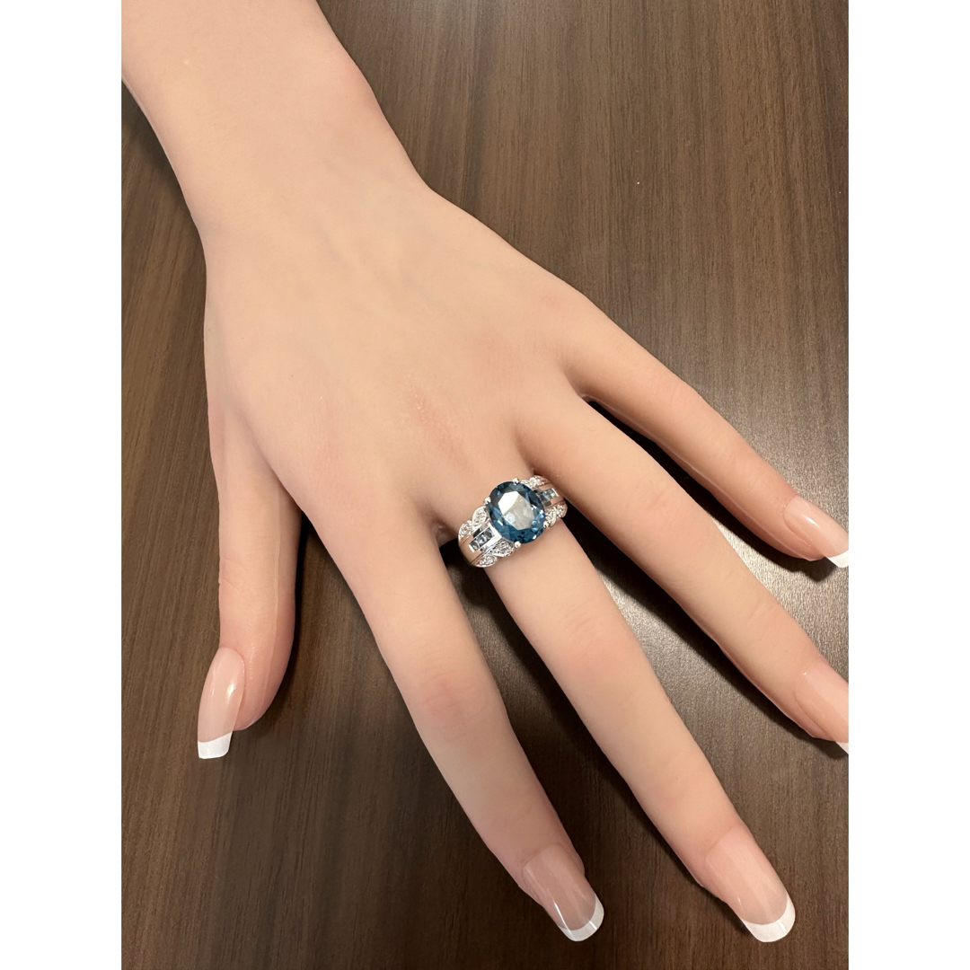 ブルートパーズ+ダイヤ　K14WG リング 超大粒 レディースのアクセサリー(リング(指輪))の商品写真